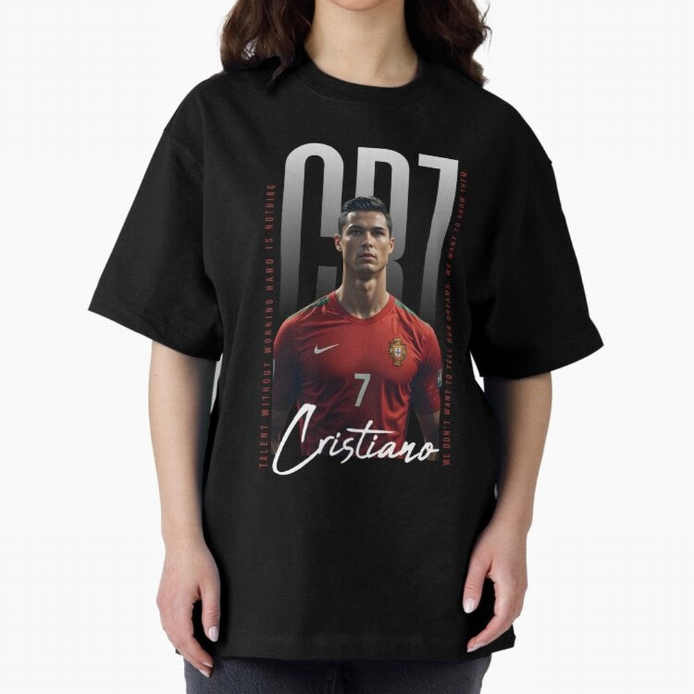 Cristiano Ronaldo Oversized T-Shirt Bring a Vintage Feel to FIFA World Cup 2026 USA Canada Mexico Driven by Mbappe and Neymar, Argentina, France and Brazil Energy, Global Supporter Spirit, Legendary Goals, National Colors and Tournament