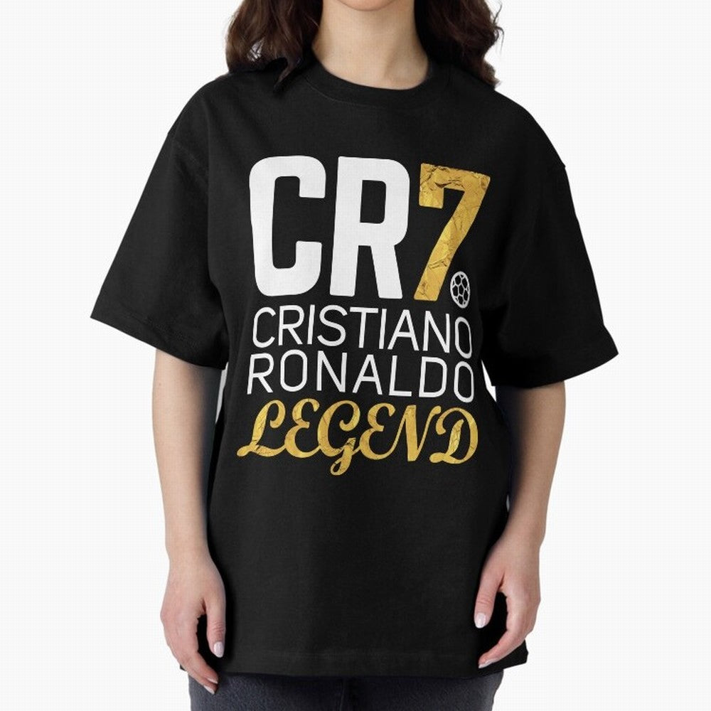 CR7 legend gold Oversized T-Shirt Celebrate Supporters United by FIFA World Cup 2026 for Fans of Mbappe and Neymar and France and Portugal, Bringing Football Festival Excitement, Trophy Ambitions, Country Rivalries and Star Player Buzz; Ideal for