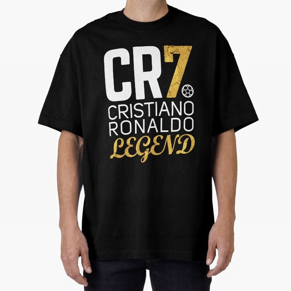CR7 legend gold Oversized T-Shirt Celebrate Supporters United by FIFA World Cup 2026 for Fans of Mbappe and Neymar and France and Portugal, Bringing Football Festival Excitement, Trophy Ambitions, Country Rivalries and Star Player Buzz; Ideal for
