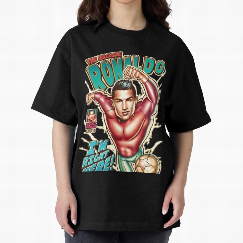 Cristiano Ronaldo The Machine Ronaldo Oversized T-Shirt Follow the FIFA World Cup 2026 USA Canada Mexico Journey through Messi and Cristiano Ronaldo Highlights, Spain Pride, Fan Favorite Moments, National Team Passion, Big Match Drama and Soccer