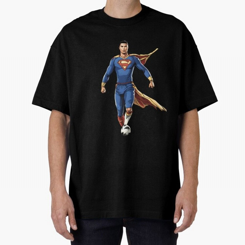 Ronaldo Superhero Oversized T-Shirt Carry the Dream of FIFA World Cup 2026 Spirit, Capturing Spain, Messi, Sports Nostalgia, International Competition, Famous Players and Unforgettable Victories; Created for Match Day Parties, Soccer Gifts, Fan