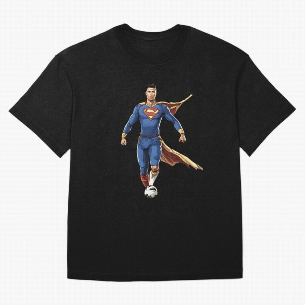 Ronaldo Superhero Oversized T-Shirt Carry the Dream of FIFA World Cup 2026 Spirit, Capturing Spain, Messi, Sports Nostalgia, International Competition, Famous Players and Unforgettable Victories; Created for Match Day Parties, Soccer Gifts, Fan