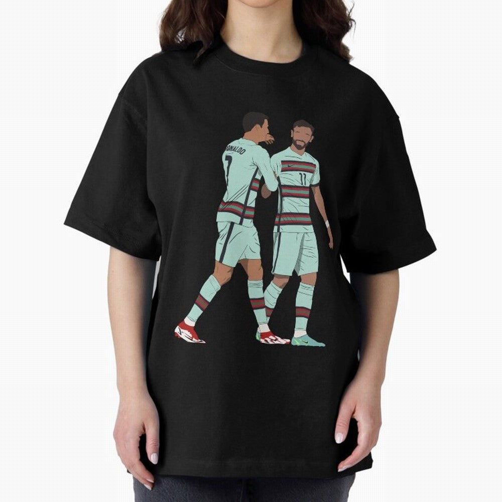 Cristiano Ronaldo & Bruno Fernandes Portugal Oversized T-Shirt Celebrate the Magic of FIFA World Cup 2026 USA Canada Mexico for Fans of Messi, Neymar and Mbappe and Argentina, France and Brazil, Bringing Vintage Soccer Flavor, Modern Football