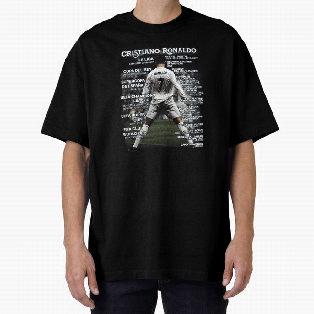 Cristiano Ronaldo Stats Oversized T-Shirt Treasure FIFA World Cup 2026 USA Canada Mexico Spirit, Driven by Portugal, Spain and Germany, Messi and Cristiano Ronaldo, Goal Celebration Energy, Supporter Heritage, Football Icons and Worldwide