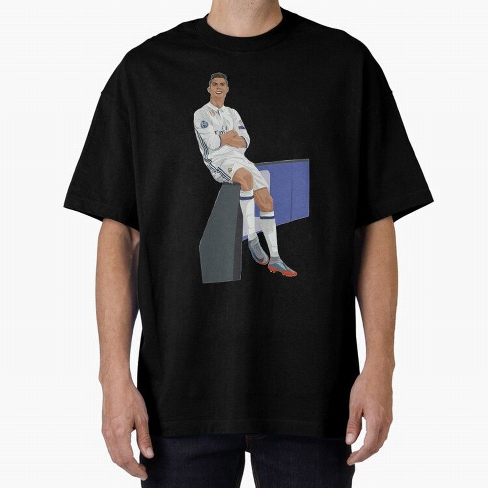 Cristiano Ronaldo Oversized T-Shirt Celebrate Fan Culture around Match Day Hype around FIFA World Cup 2026 Group Stage, Cristiano Ronaldo, Argentina, France and Brazil, Classic Soccer Heritage, Championship Pressure, Fan Loyalty and International