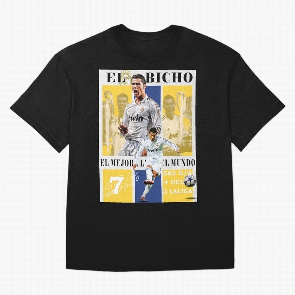 Cristiano Ronaldo Real Madrid Wall Art Oversized T-Shirt Cheer through Every Moment of the FIFA World Cup 2026 USA Canada Mexico Journey through Mbappe and Neymar Highlights, Spain and Netherlands Pride, Retro Football Energy, Iconic Rivalries,