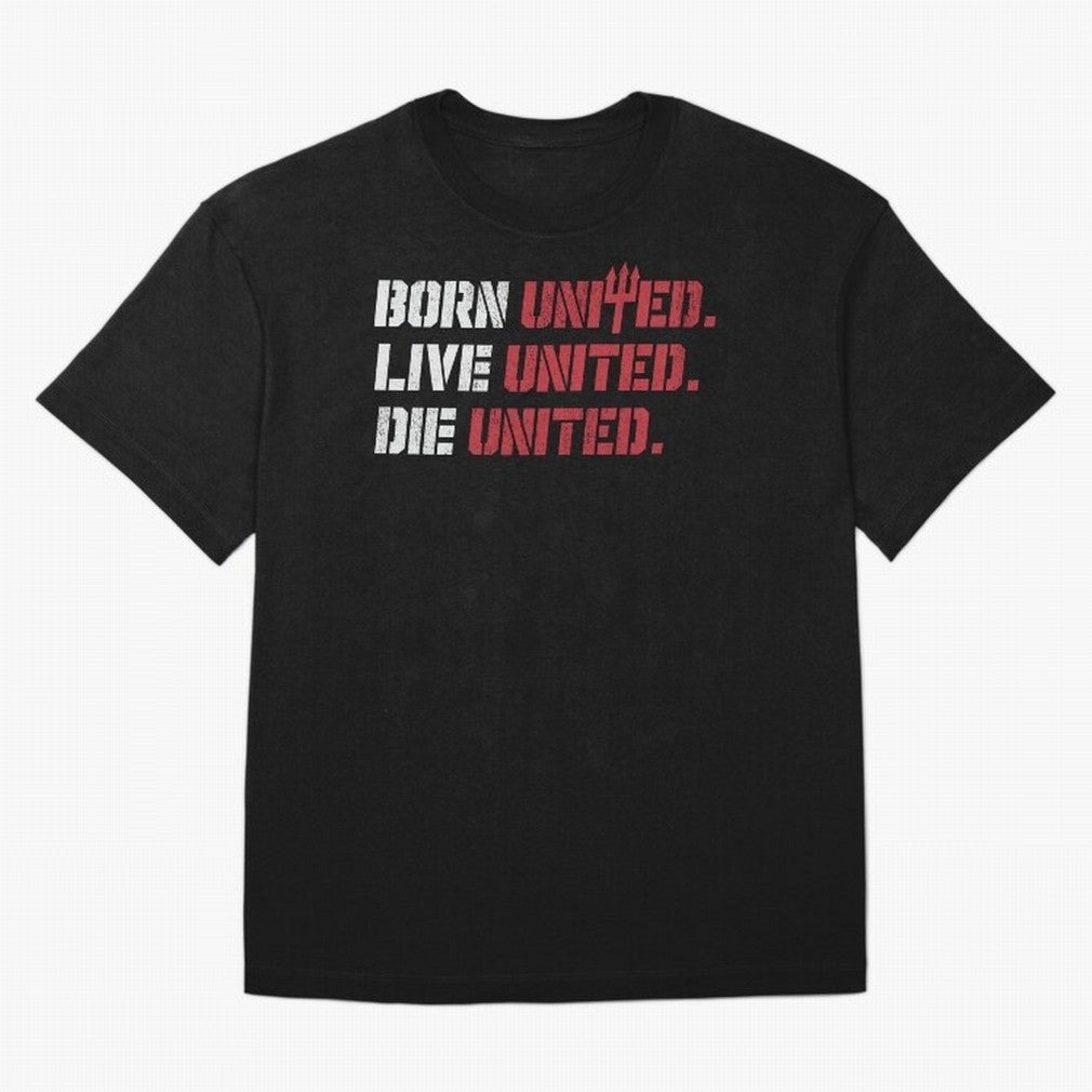 Manchester United - Born United Oversized T-Shirt Carry Global Football Passion for FIFA World Cup 2026 Group Stage, Centered on Haaland, England, France and Netherlands, Vintage Soccer Flavor, Modern Football Stars, National Flags and Final Night