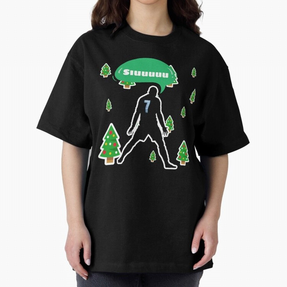 Christmas siuuu Cristiano ronaldo Oversized T-Shirt Represent FIFA World Cup 2026 Group Stage Spirit, Centered on France and Portugal, Haaland, Football History, Final Match Energy, Crowd Noise and Once in a Lifetime Moments; Created for Match Day