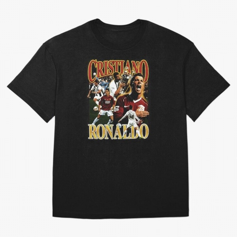 Cristiano Ronaldo Retro Collage Oversized T-Shirt Relive the Noise and Pride of Global Football Passion for FIFA World Cup 2026 USA Canada Mexico, Driven by Messi and Cristiano Ronaldo, Portugal, Spain and Germany, Fan Favorite Moments, National