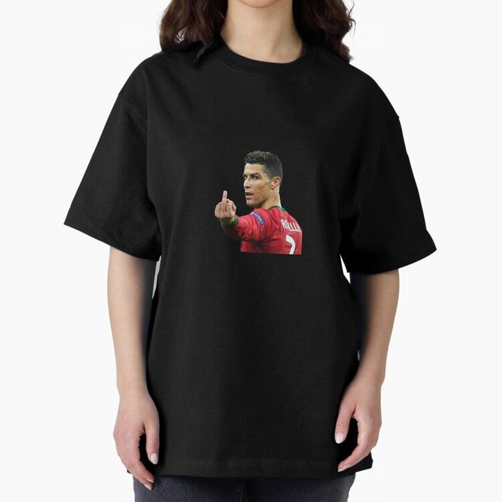 Cristiano ronaldo showing middle finger Oversized T-Shirt Experience the Global Stage of FIFA World Cup 2026 USA Canada Mexico Spirit, Driven by Spain and Netherlands, Cristiano Ronaldo, Soccer Culture, Superstar Moments, National Team Dreams and