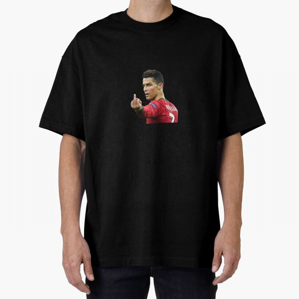 Cristiano ronaldo showing middle finger Oversized T-Shirt Experience the Global Stage of FIFA World Cup 2026 USA Canada Mexico Spirit, Driven by Spain and Netherlands, Cristiano Ronaldo, Soccer Culture, Superstar Moments, National Team Dreams and