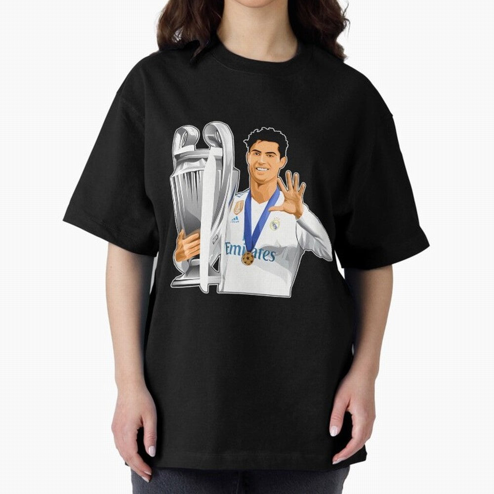 Ronaldo Throphy Oversized T-Shirt Get Ready for the FIFA World Cup 2026 Journey through Messi and Cristiano Ronaldo Highlights, Portugal, Spain and Germany Pride, Global Supporter Spirit, Legendary Goals, National Colors and Tournament Celebration;