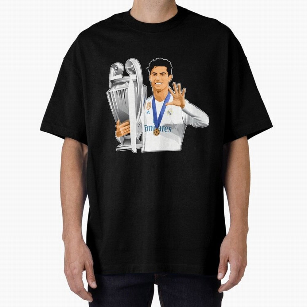 Ronaldo Throphy Oversized T-Shirt Get Ready for the FIFA World Cup 2026 Journey through Messi and Cristiano Ronaldo Highlights, Portugal, Spain and Germany Pride, Global Supporter Spirit, Legendary Goals, National Colors and Tournament Celebration;