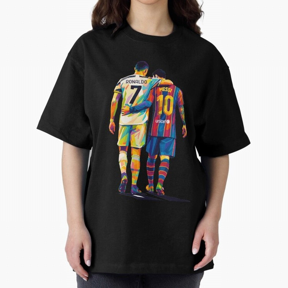 Cristiano Ronaldo & Messi Oversized T-Shirt Turn Up for FIFA World Cup 2026 Group Stage Spirit, Centered on France and Portugal, Neymar, Tournament Hype, Historic Matchups, Family Viewing Parties and Global Sports Pride; Made for Collectors Who