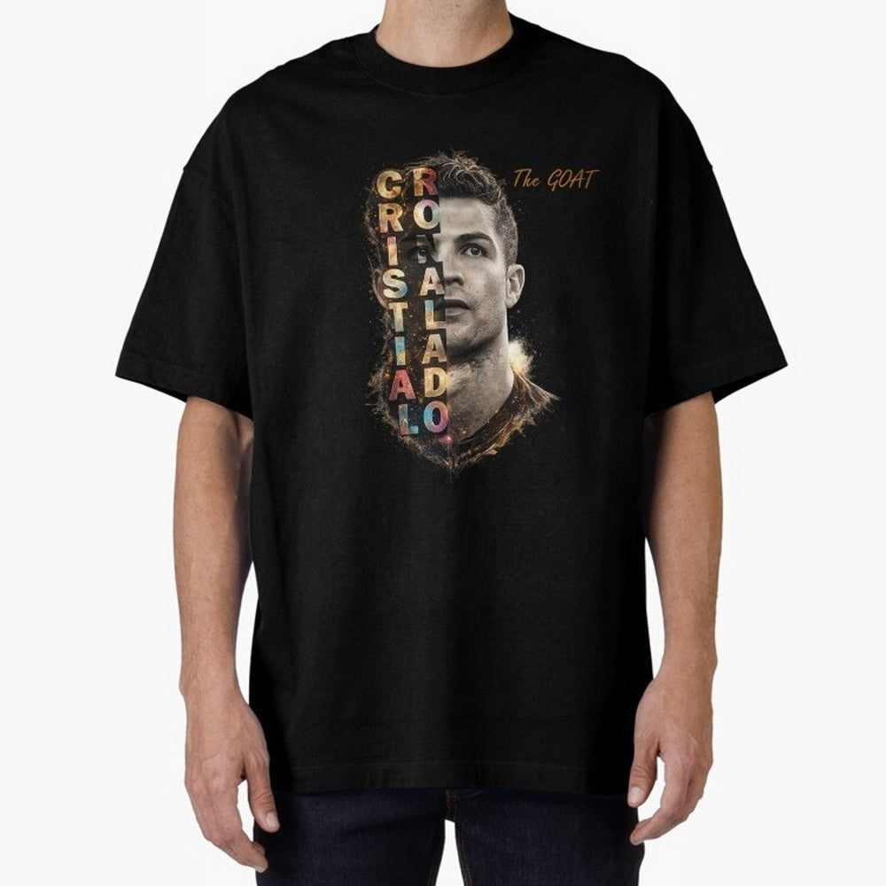 Cristiano Ronaldo Multicolor GOAT Oversized T-Shirt Celebrate Unforgettable Nights in FIFA World Cup 2026 Group Stage Driven by Mbappe and Neymar, England and Germany Energy, Championship Spirit, Famous Goals, Roaring Crowds and International