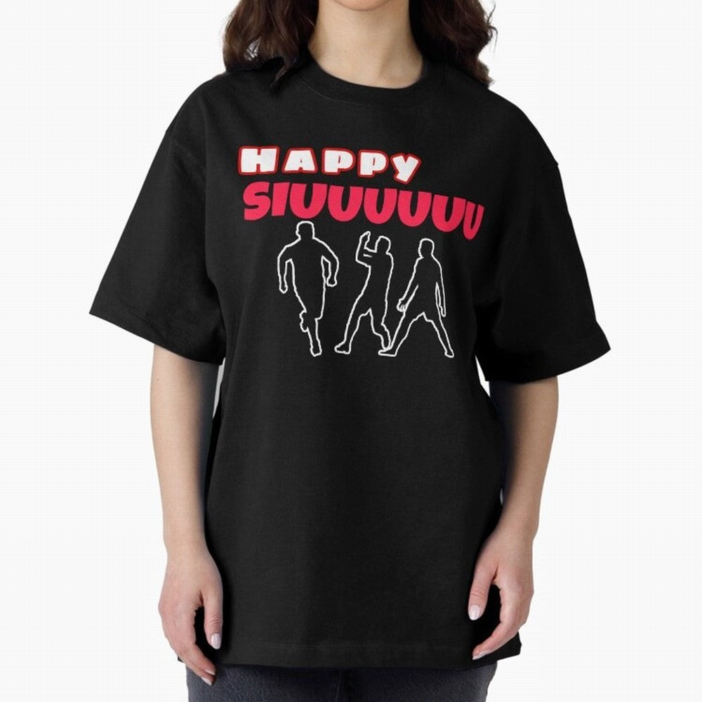 Happy siuuu CR7 goal Oversized T-Shirt Honor the Football Icons of FIFA World Cup 2026 USA Canada Mexico Spirit, Featuring Spain, Haaland and Mbappe, Match Day Excitement, Supporter Culture, Golden Goals and Global Football Passion; Great for