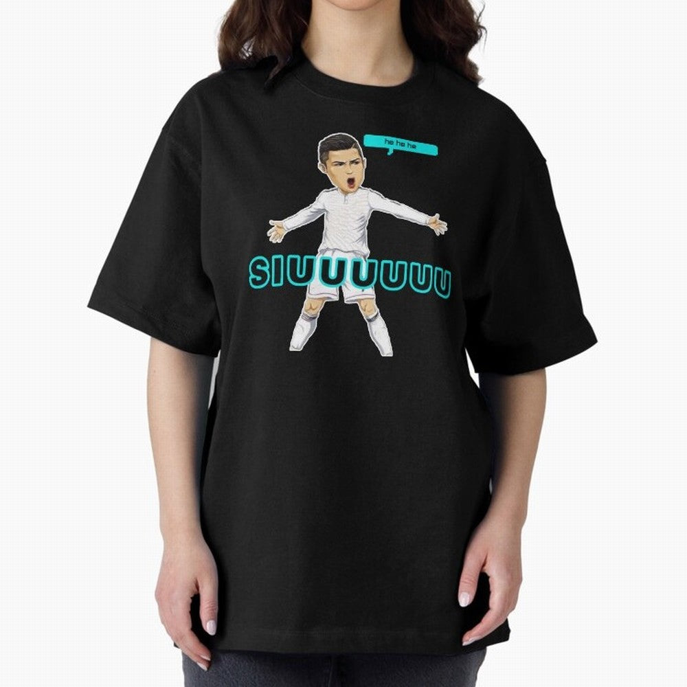 Hehehe siuuu Oversized T-Shirt Bring Match Day Fire to FIFA World Cup 2026 USA Canada Mexico for Fans of Cristiano Ronaldo and Spain, Bringing Football Festival Excitement, Trophy Ambitions, Country Rivalries and Star Player Buzz; Ideal for