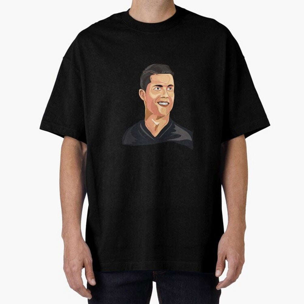 Cristiano Ronaldo Vector Art Graphics Design Oversized T-Shirt Bring International Match Energy to FIFA World Cup 2026 Group Stage Inspired by Messi, Brazil Energy, Championship Spirit, Famous Goals, Roaring Crowds and International Football Unity;