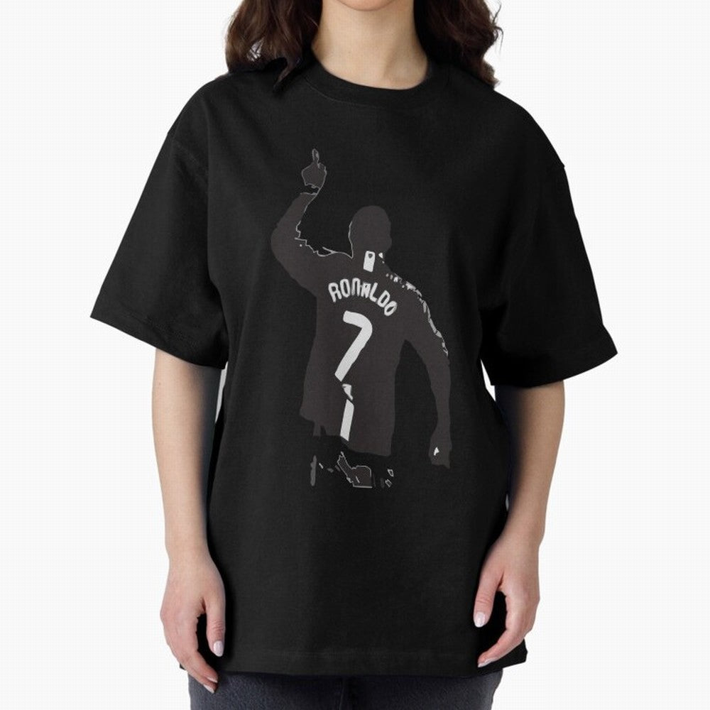 Cristiano Ronaldo 1 Oversized T-Shirt Honor the Football Icons of FIFA World Cup 2026 Group Stage Spirit, Highlighting France and Portugal, Messi, CR7 and Mbappe, Classic Soccer Heritage, Championship Pressure, Fan Loyalty and International Pride;