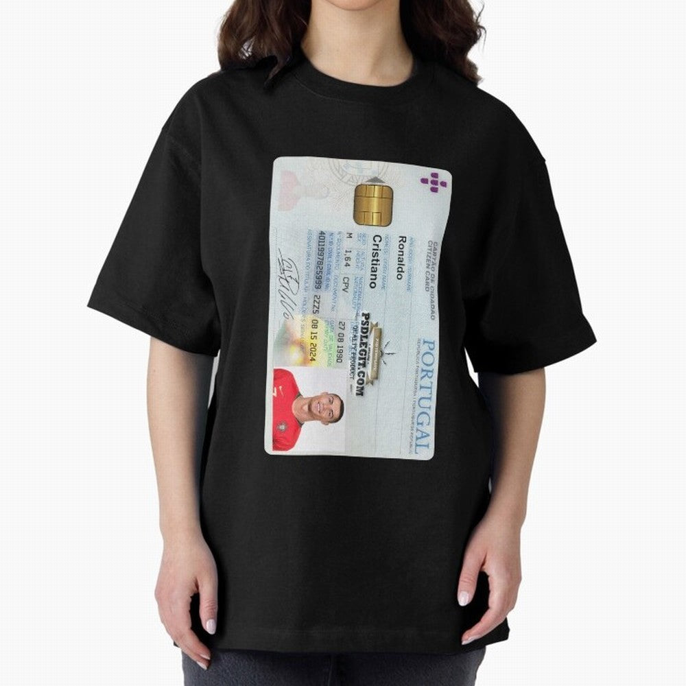 Cristiano Ronaldo CARD ID Oversized T-Shirt Make Memories around the FIFA World Cup 2026 USA Canada Mexico Journey through Messi and Cristiano Ronaldo Highlights, England Pride, Championship Spirit, Famous Goals, Roaring Crowds and International