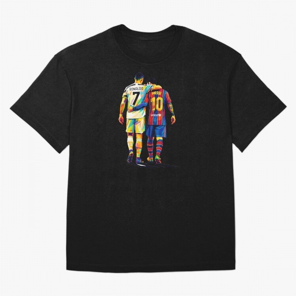 Cristiano Ronaldo And Messi Wpap Art Oversized T-Shirt Join the Global Buzz around Match Day Hype around FIFA World Cup 2026, Mbappe, England, France and Netherlands, Retro Football Energy, Iconic Rivalries, Trophy Chase Drama and Stadium