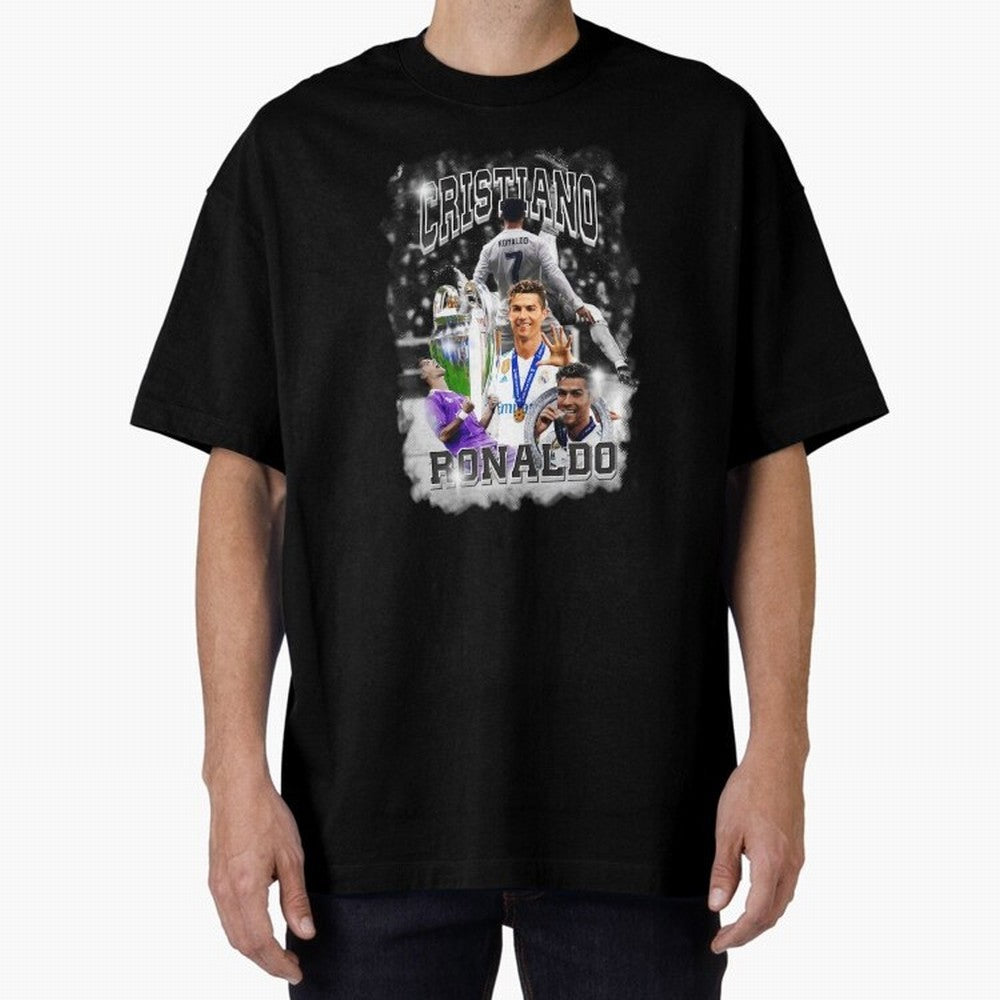 Cristiano Ronaldo Oversized T-Shirt Keep the Match Day Mood of Match Day Hype around FIFA World Cup 2026 Group Stage, Mbappe, Portugal, Championship Spirit, Famous Goals, Roaring Crowds and International Football Unity; Perfect for Fans,