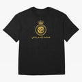 Al-Nassr Football Club - Oversized T-Shirt Turn Every Weekend Toward Match Day Hype around FIFA World Cup 2026 Group Stage, Messi, Neymar and Mbappe, Portugal, Spain and Germany, Vintage Soccer Flavor, Modern Football Stars, National Flags and