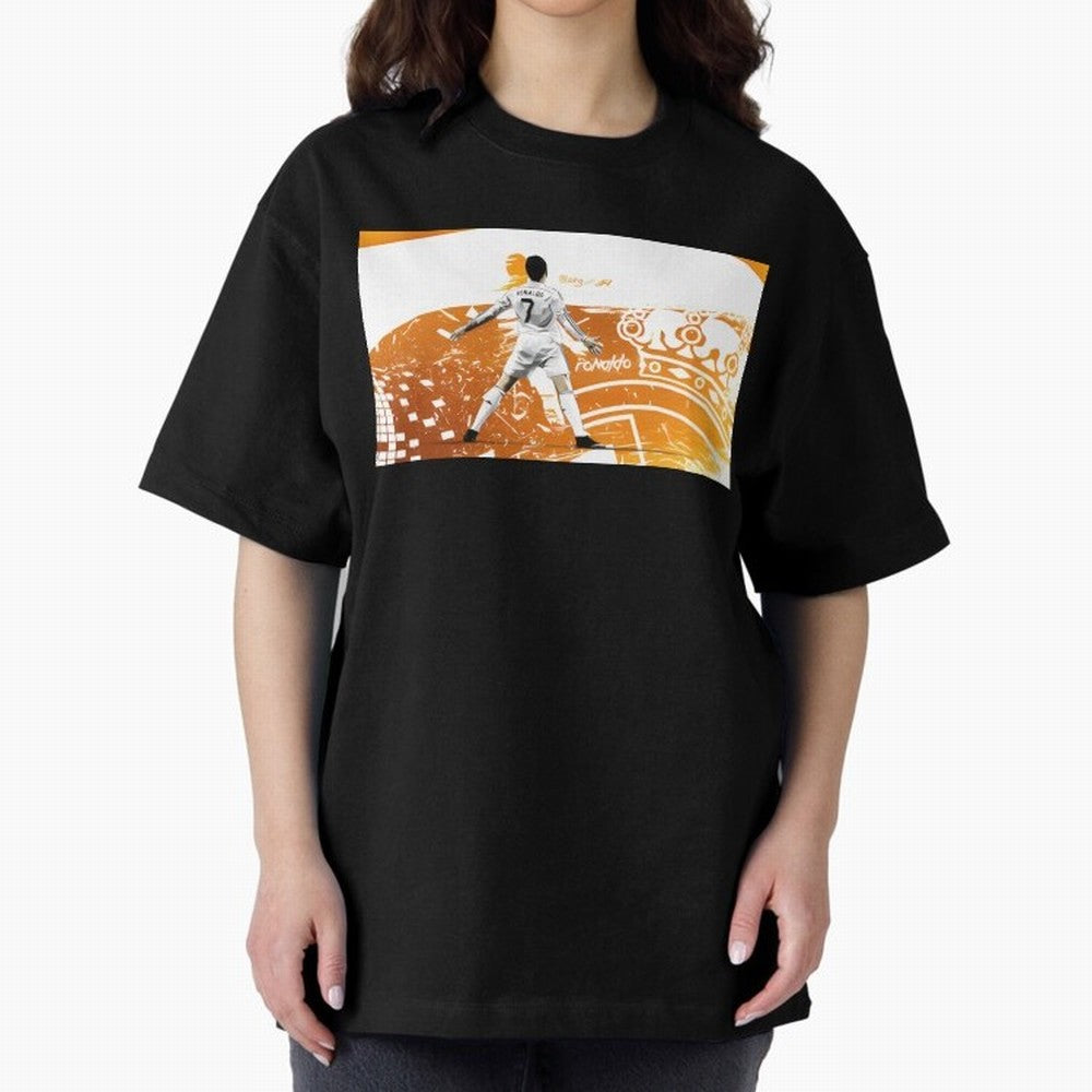 Cristiano Ronaldo Oversized T-Shirt Capture FIFA World Cup 2026 Group Stage Spirit, Centered on England, Messi, CR7 and Mbappe, Vintage Soccer Flavor, Modern Football Stars, National Flags and Final Night Emotion; Ideal for Passionate Fans Who Love