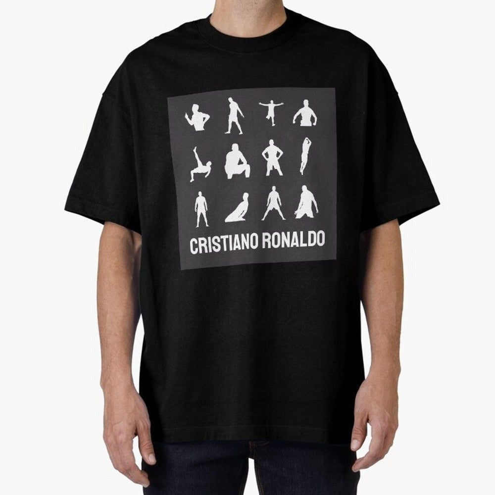 Cristiano Ronaldo Minimalism Silhouette Oversized T-Shirt Show Your Stadium Side during Global Football Passion for FIFA World Cup 2026 Group Stage, Connected to Messi, Neymar and Mbappe, Argentina, France and Brazil, Match Day Excitement,