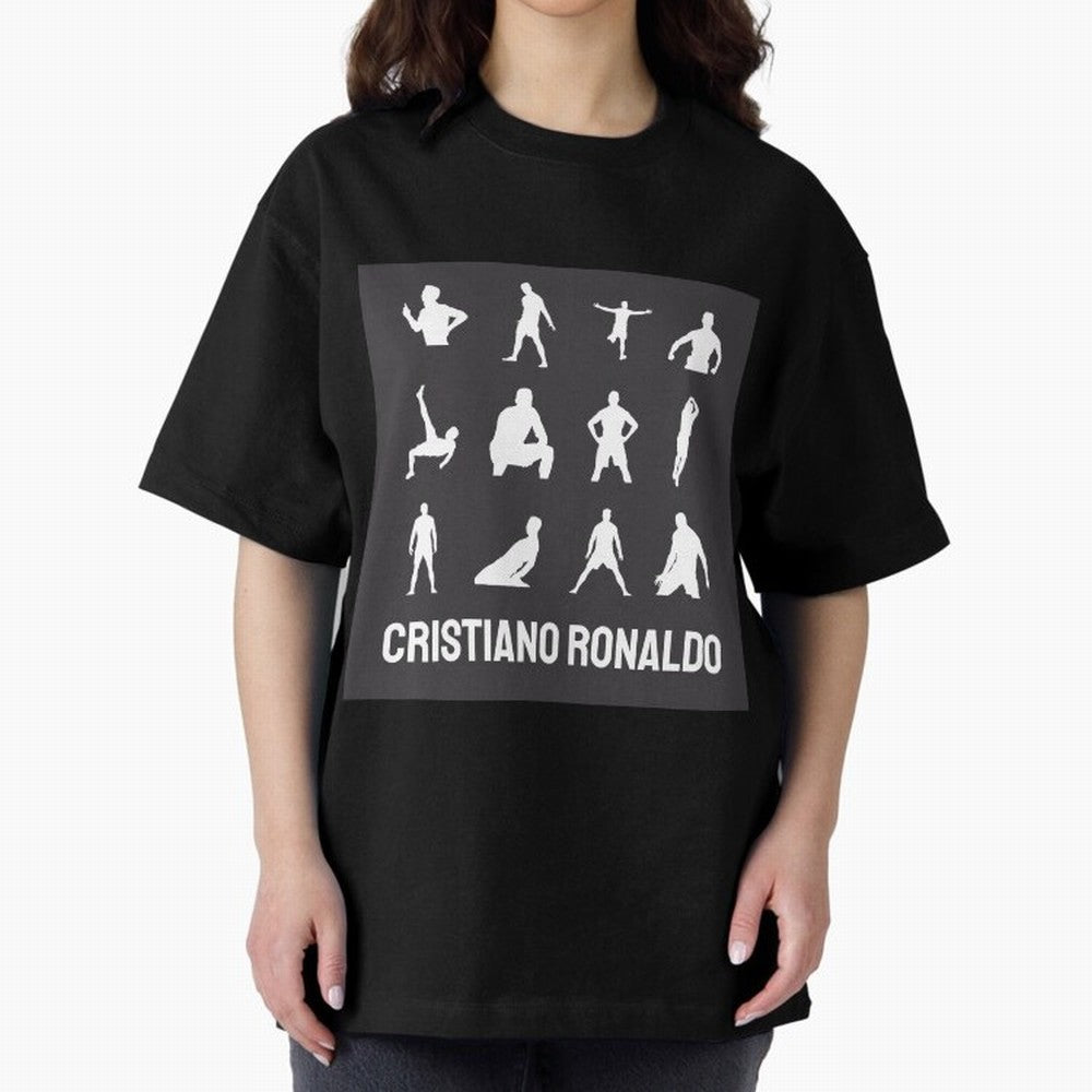 Cristiano Ronaldo Minimalism Silhouette Oversized T-Shirt Show Your Stadium Side during Global Football Passion for FIFA World Cup 2026 Group Stage, Connected to Messi, Neymar and Mbappe, Argentina, France and Brazil, Match Day Excitement,