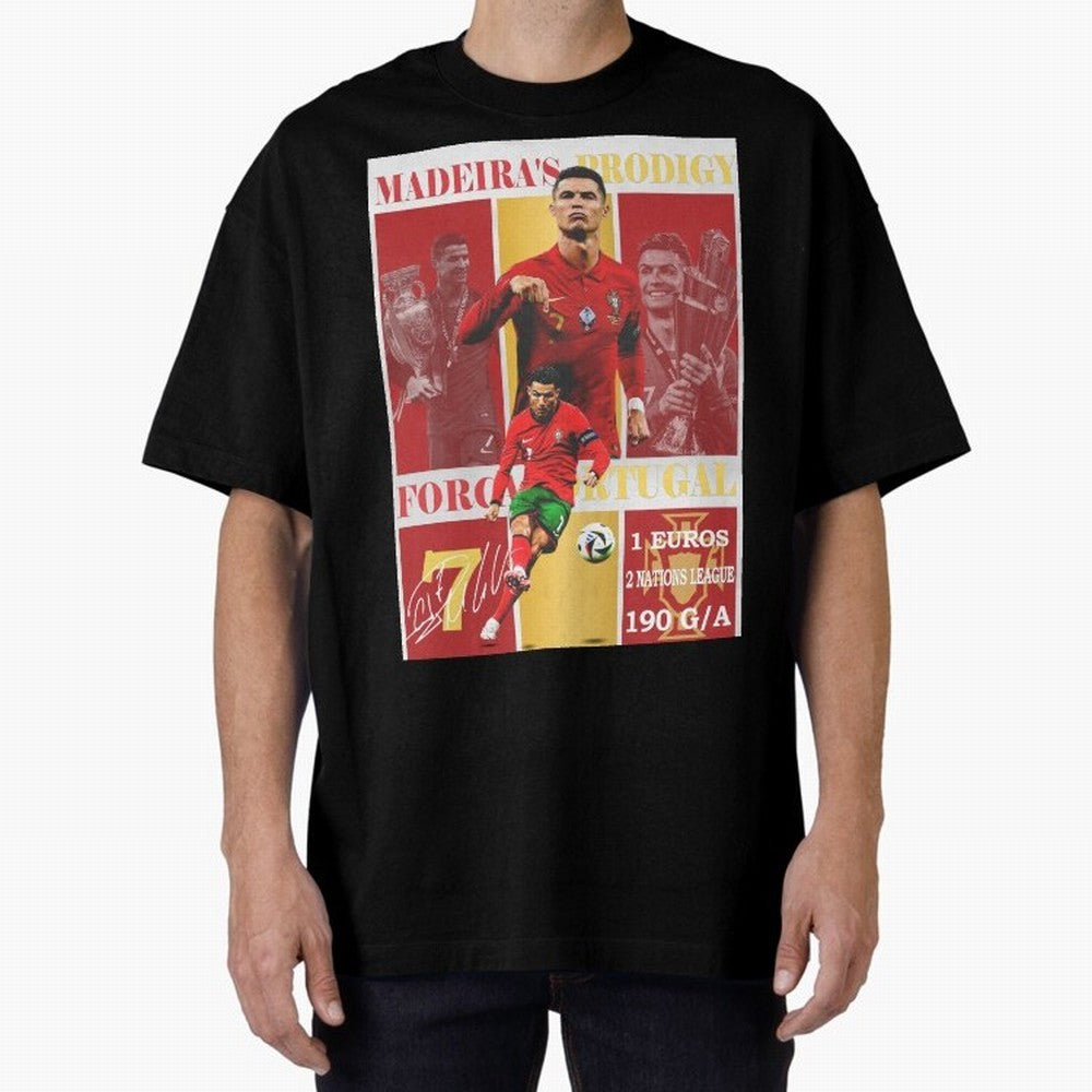Cristiano Ronaldo Portugal Poster - Madeira's Prodigy CR7 Fan Art Print Oversized T-Shirt Join Supporters Worldwide for FIFA World Cup 2026 for Fans of Messi and Argentina, France and Brazil, Bringing Match Day Excitement, Supporter Culture, Golden