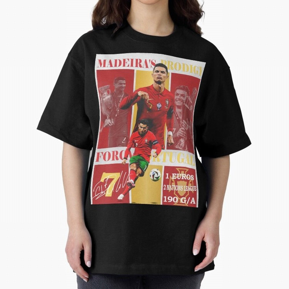 Cristiano Ronaldo Portugal Poster - Madeira's Prodigy CR7 Fan Art Print Oversized T-Shirt Join Supporters Worldwide for FIFA World Cup 2026 for Fans of Messi and Argentina, France and Brazil, Bringing Match Day Excitement, Supporter Culture, Golden
