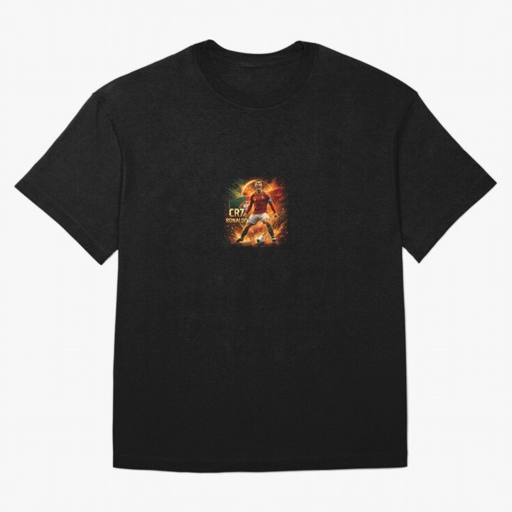 Cristiano Ronaldo Football Legend Artwork Oversized T-Shirt Show Championship Spirit for Global Football Passion for FIFA World Cup 2026, Celebrating Haaland, Argentina, France and Brazil, Classic Soccer Heritage, Championship Pressure, Fan Loyalty