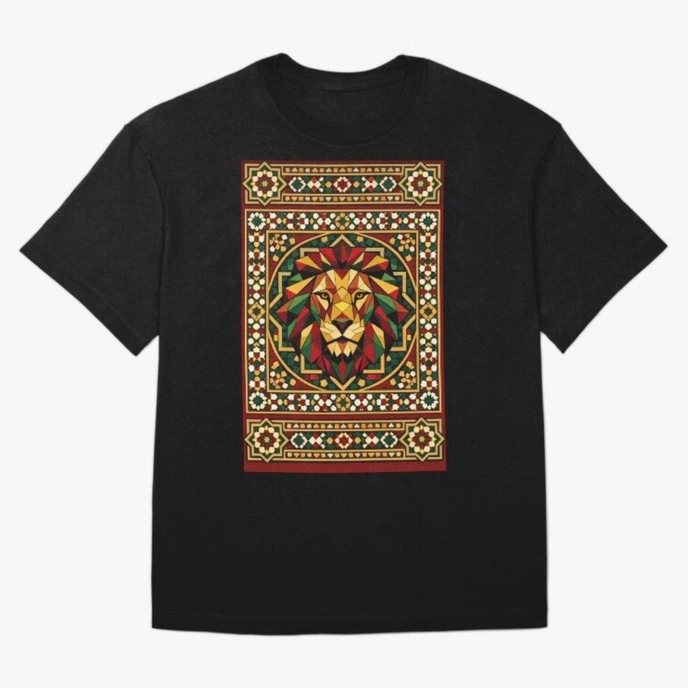 Portuguese Geometric Lion Portrait Oversized T-Shirt Support the Legends of FIFA World Cup 2026 Group Stage Spirit, Capturing France, Messi, CR7 and Mbappe, Worldwide Fan Energy, Dramatic Goals, Stadium Lights and Championship Celebrations; Perfect