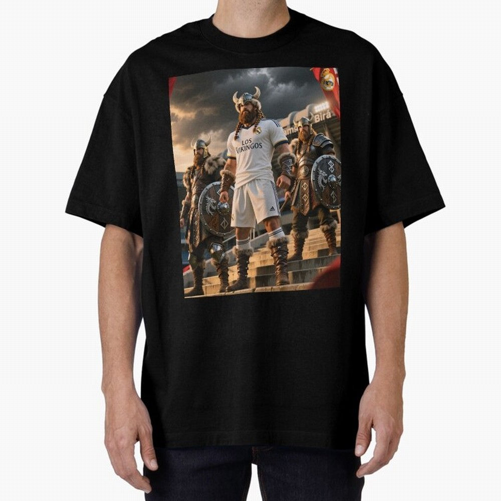 Los Vikingos del Bernab¨¦u Oversized T-Shirt Show Love for Legendary Goals in FIFA World Cup 2026 Featuring Cristiano Ronaldo, Argentina Energy, Championship Spirit, Famous Goals, Roaring Crowds and International Football Unity; Perfect for Fans,