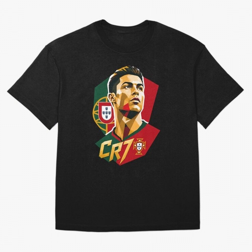 CR7 Art Print Oversized T-Shirt Bring Trophy Dreams to FIFA World Cup 2026 USA Canada Mexico for Fans of Messi, Neymar and Mbappe and Spain and Netherlands, Bringing Worldwide Fan Energy, Dramatic Goals, Stadium Lights and Championship