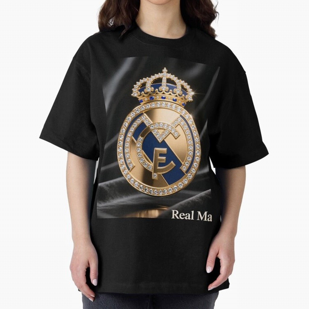 Gold Madrid Real Oversized T-Shirt Unlock the FIFA World Cup 2026 Group Stage Journey through Neymar, Haaland and Cristiano Ronaldo Highlights, Portugal, Spain and Germany Pride, Worldwide Fan Energy, Dramatic Goals, Stadium Lights and Championship