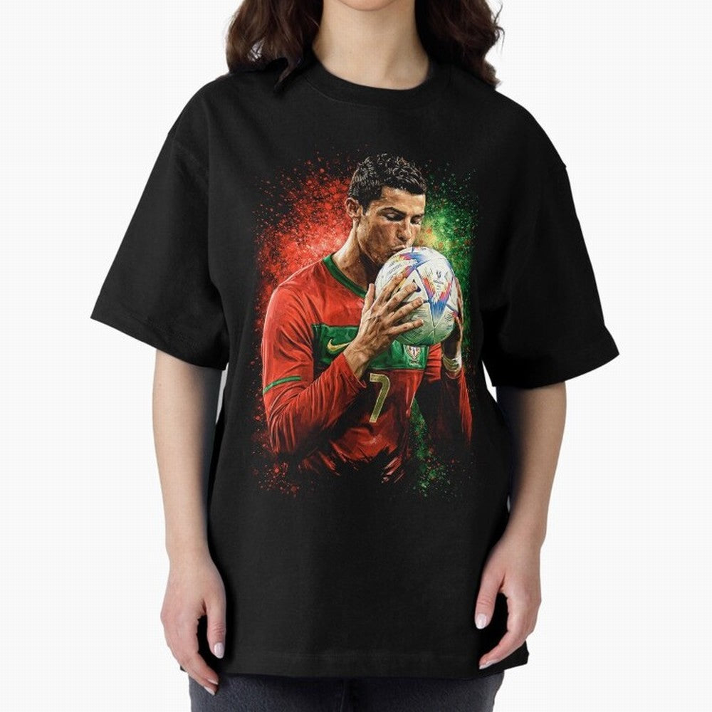 Cristiano Ronaldo Football Legend Oversized T-Shirt Stand with Global Football Passion for FIFA World Cup 2026 Group Stage, Made for Neymar, Germany, Fan Favorite Moments, National Team Passion, Big Match Drama and Soccer History; Made for