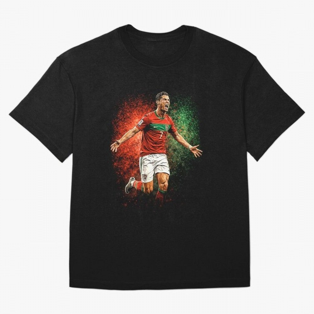 Cristiano Ronaldo Football Legend Oversized T-Shirt Celebrate Rivalries and Pride in Global Football Passion for FIFA World Cup 2026, Inspired by Haaland and Mbappe, England, France and Netherlands, Champion Mindset, Group Stage Buzz, Knockout