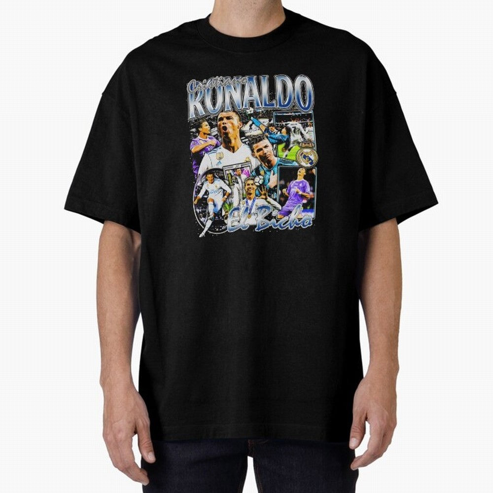 Cristiano Ronaldo El Bicho Oversized T-Shirt Capture Match Day Hype around FIFA World Cup 2026 USA Canada Mexico, Messi, CR7 and Mbappe, Argentina, France and Brazil, Game Day Rituals, Football Legends, Country Pride and the Road to the Final; Made
