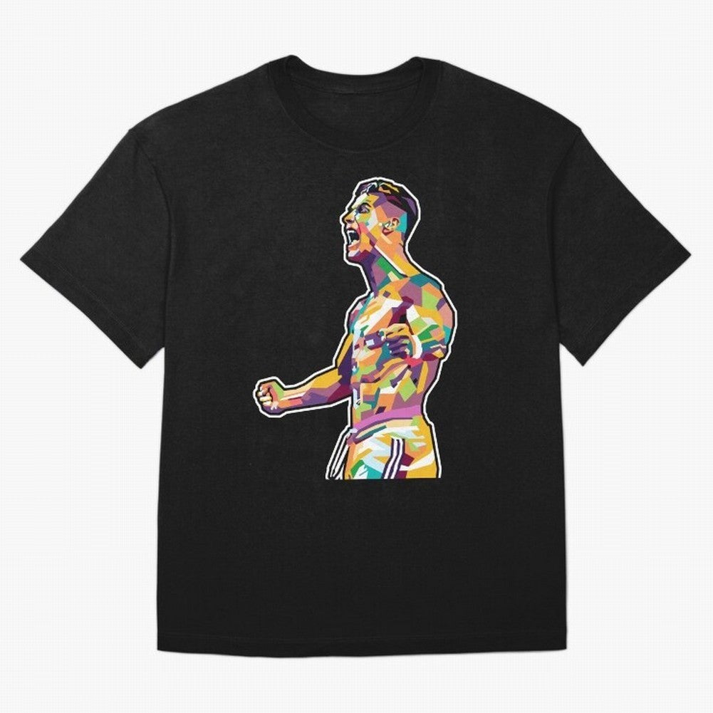 Cr7 Pop Art Oversized T-Shirt Celebrate Football Dreams Across Global Football Passion for FIFA World Cup 2026, Capturing Mbappe and Neymar, England, Vintage Soccer Flavor, Modern Football Stars, National Flags and Final Night Emotion; Made for