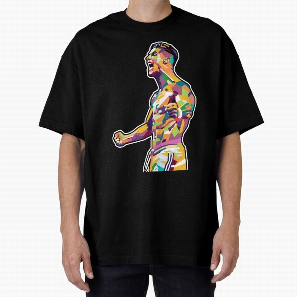 Cr7 Pop Art Oversized T-Shirt Celebrate Football Dreams Across Global Football Passion for FIFA World Cup 2026, Capturing Mbappe and Neymar, England, Vintage Soccer Flavor, Modern Football Stars, National Flags and Final Night Emotion; Made for