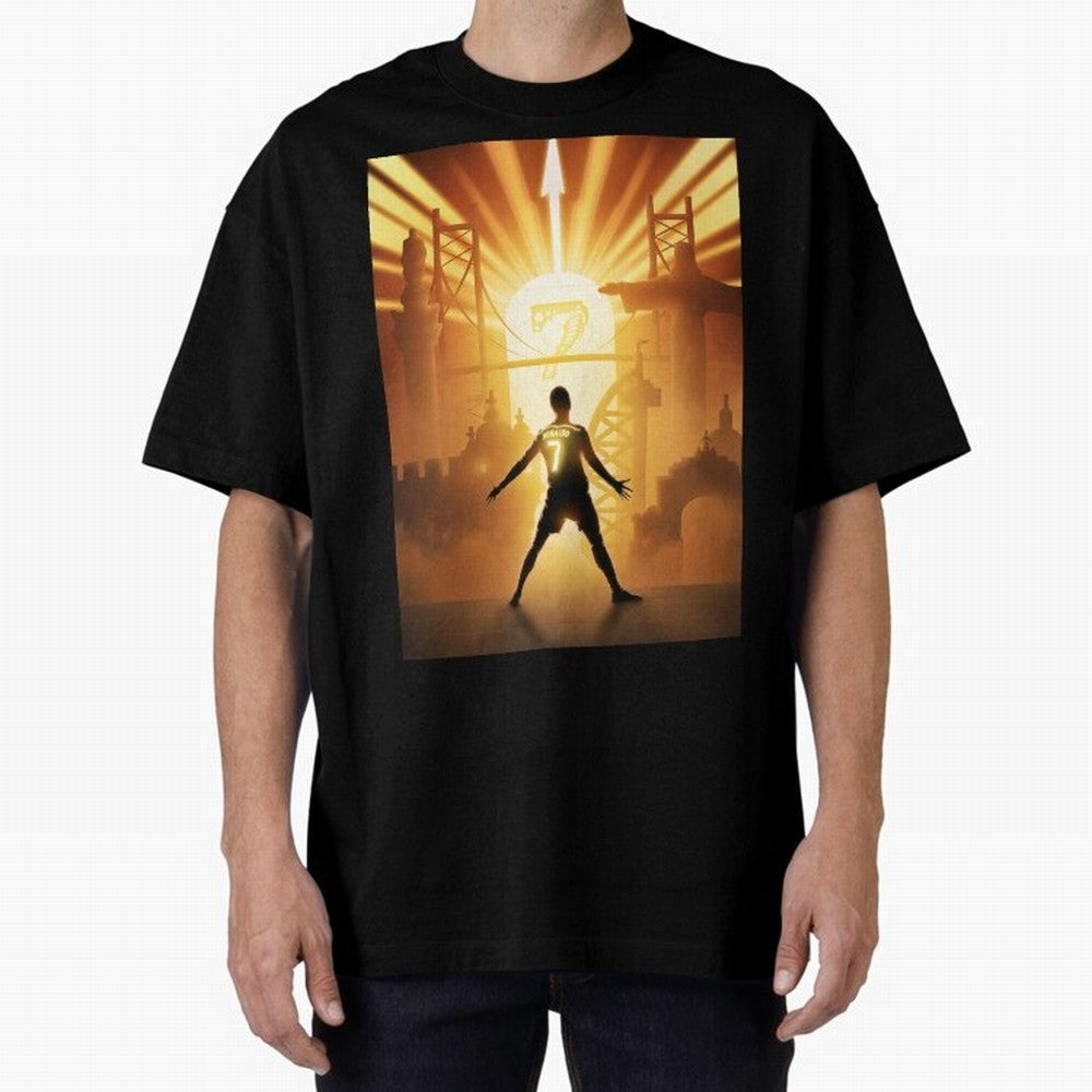 Celebration of Champions Art Poster Oversized T-Shirt Step into Global Football Passion for FIFA World Cup 2026 Group Stage, Built around Messi, CR7 and Mbappe, Brazil, Portugal and Argentina, Sports Nostalgia, International Competition, Famous