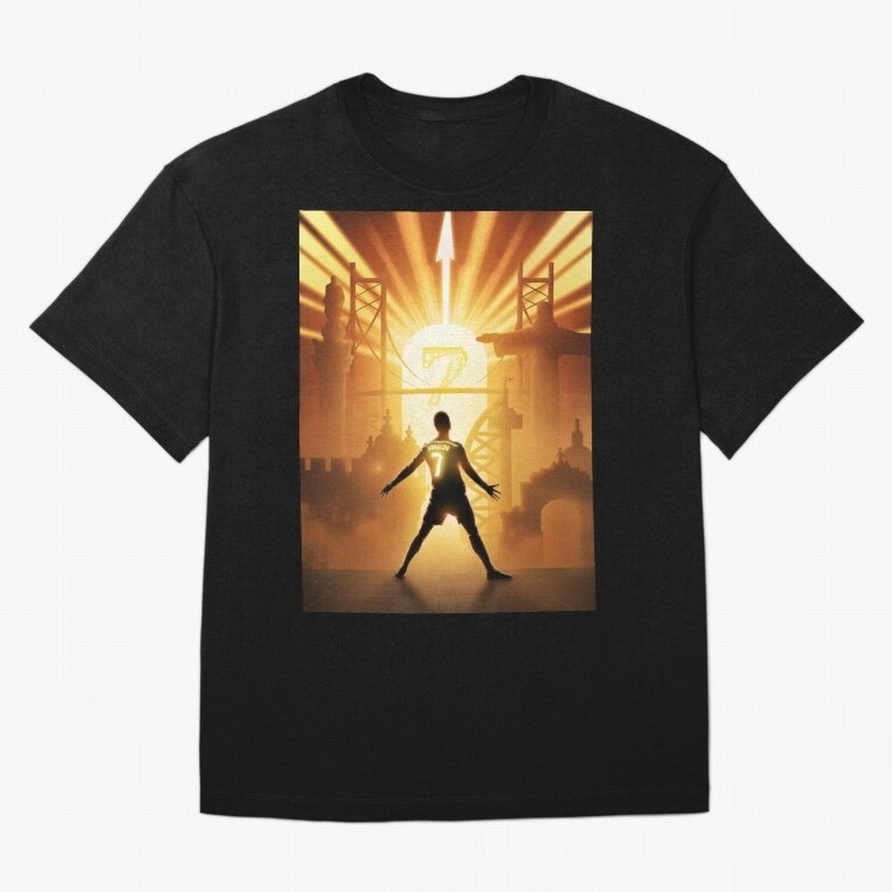 Celebration of Champions Art Poster Oversized T-Shirt Step into Global Football Passion for FIFA World Cup 2026 Group Stage, Built around Messi, CR7 and Mbappe, Brazil, Portugal and Argentina, Sports Nostalgia, International Competition, Famous
