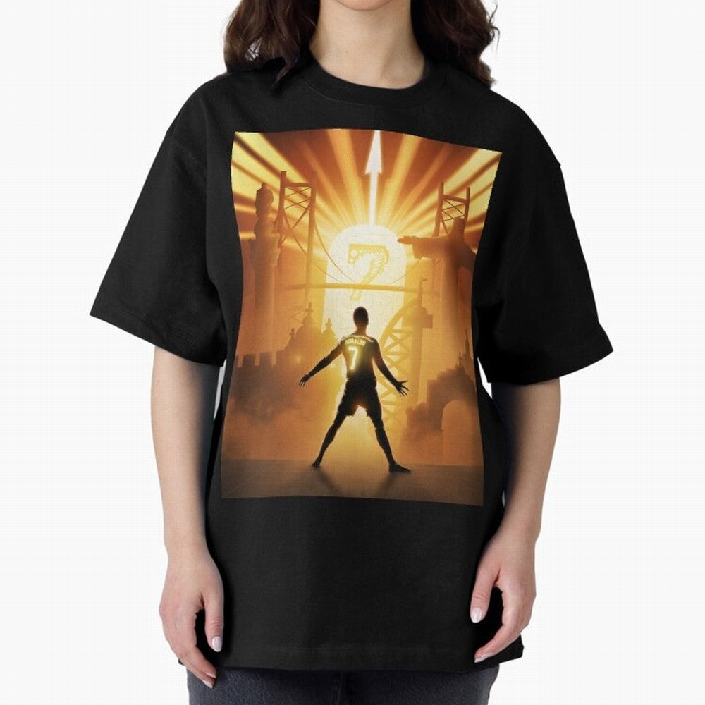 Celebration of Champions Art Poster Oversized T-Shirt Step into Global Football Passion for FIFA World Cup 2026 Group Stage, Built around Messi, CR7 and Mbappe, Brazil, Portugal and Argentina, Sports Nostalgia, International Competition, Famous