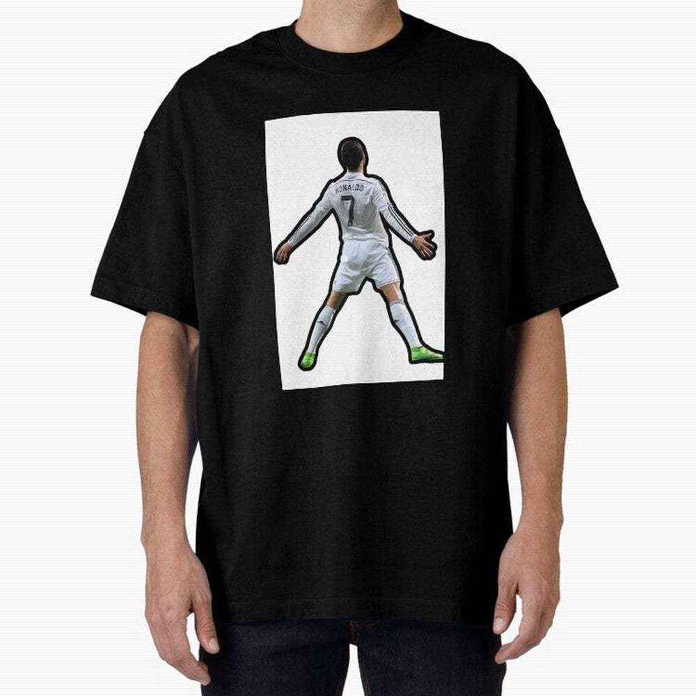 Cristiano Ronaldo Suii Sticker Oversized T-Shirt Honor Champions and Dreams in Match Day Hype around FIFA World Cup 2026 USA Canada Mexico, Messi, Spain, Football Festival Excitement, Trophy Ambitions, Country Rivalries and Star Player Buzz; Built
