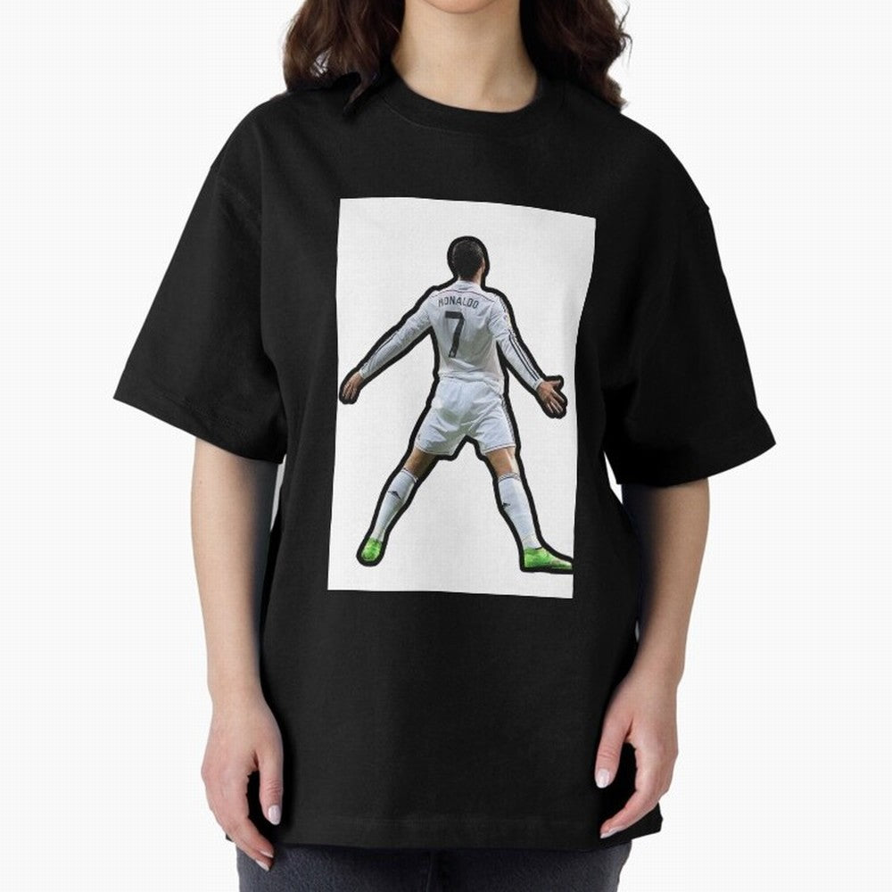 Cristiano Ronaldo Suii Sticker Oversized T-Shirt Honor Champions and Dreams in Match Day Hype around FIFA World Cup 2026 USA Canada Mexico, Messi, Spain, Football Festival Excitement, Trophy Ambitions, Country Rivalries and Star Player Buzz; Built