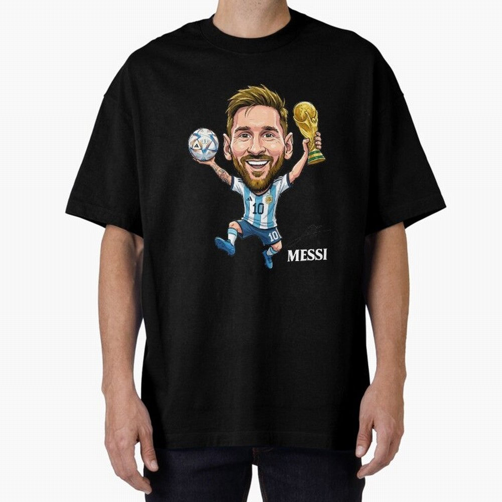 Messi Campion Oversized T-Shirt Celebrate Football Heritage in FIFA World Cup 2026 USA Canada Mexico for Fans of Neymar and Netherlands, Bringing Stadium Memories, Football Loyalty, International Chants and Championship Tradition; Ideal for