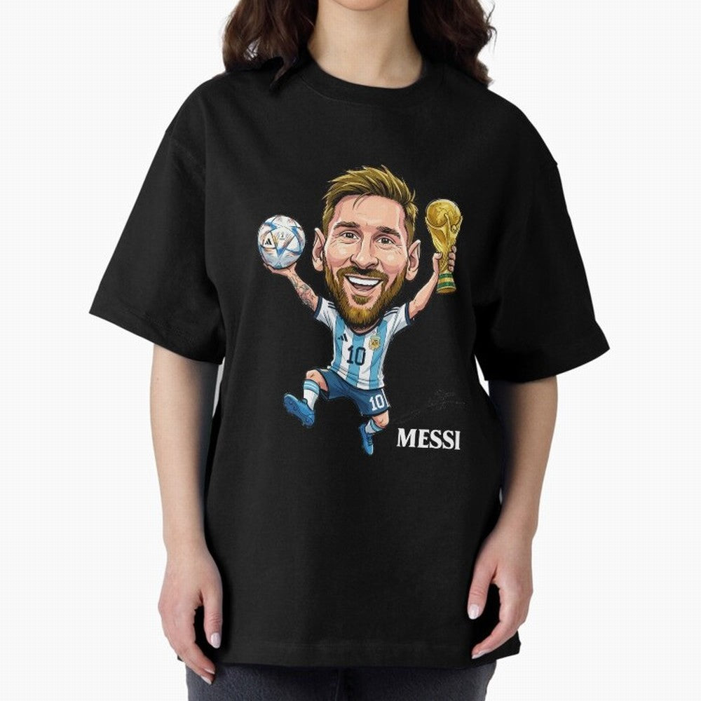 Messi Campion Oversized T-Shirt Celebrate Football Heritage in FIFA World Cup 2026 USA Canada Mexico for Fans of Neymar and Netherlands, Bringing Stadium Memories, Football Loyalty, International Chants and Championship Tradition; Ideal for