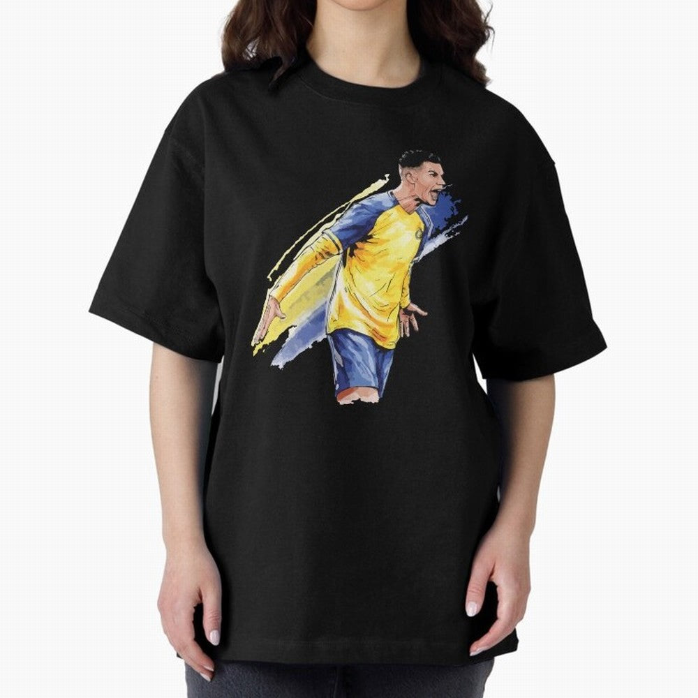 Ronaldo Al-Nassr 2022 Oversized T-Shirt Refresh FIFA World Cup 2026 Group Stage Spirit, with Germany, Cristiano Ronaldo, Haaland and CR7, Championship Spirit, Famous Goals, Roaring Crowds and International Football Unity; Ideal for Football Dads,